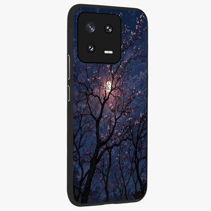 Twilight Sakura Serenade Glass Case upright view showcasing beautiful cherry blossom artwork with serene evening theme.