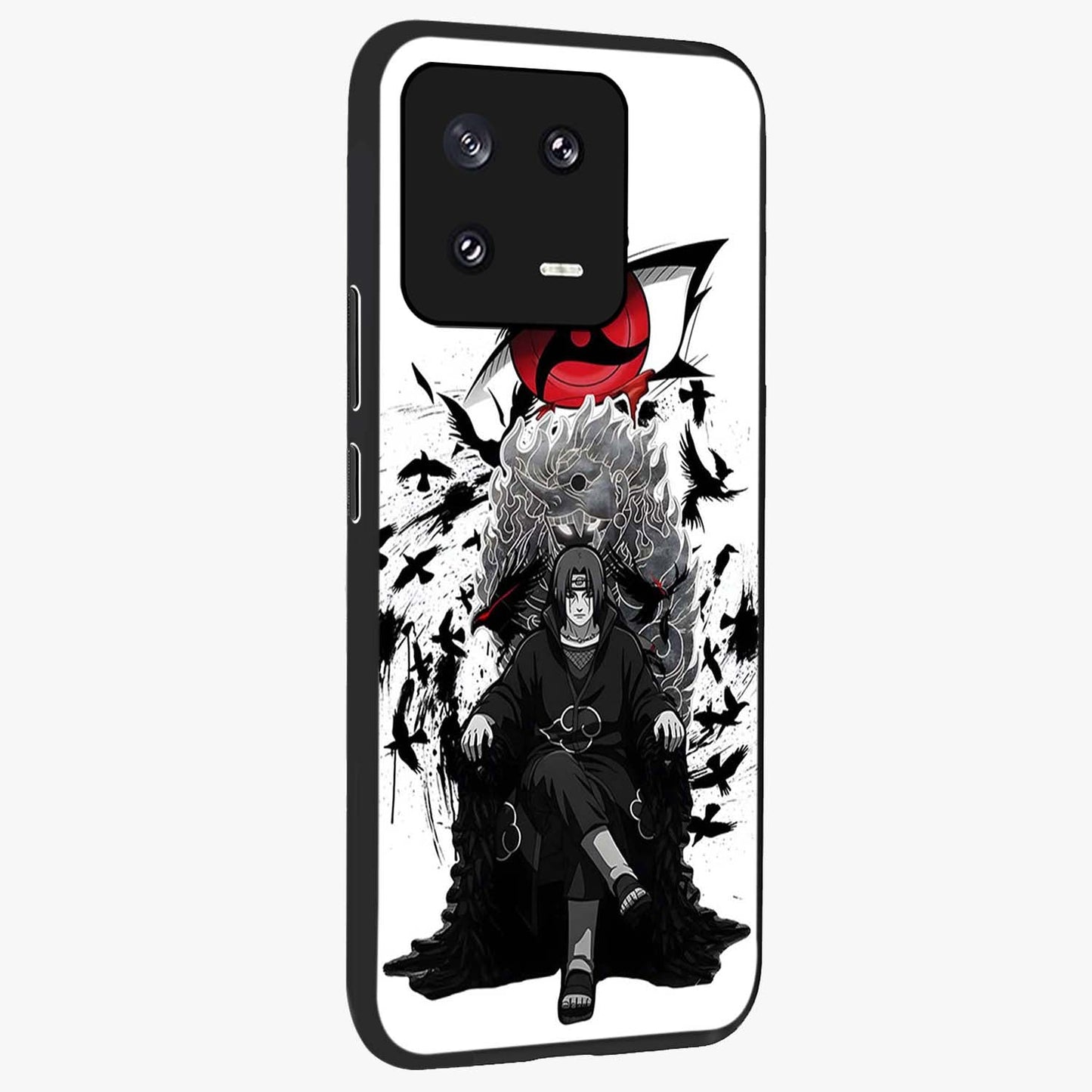 Uchiha Shadow Throne Glass Case upright view showcasing magical underwater galaxy artwork with vibrant cosmic theme.