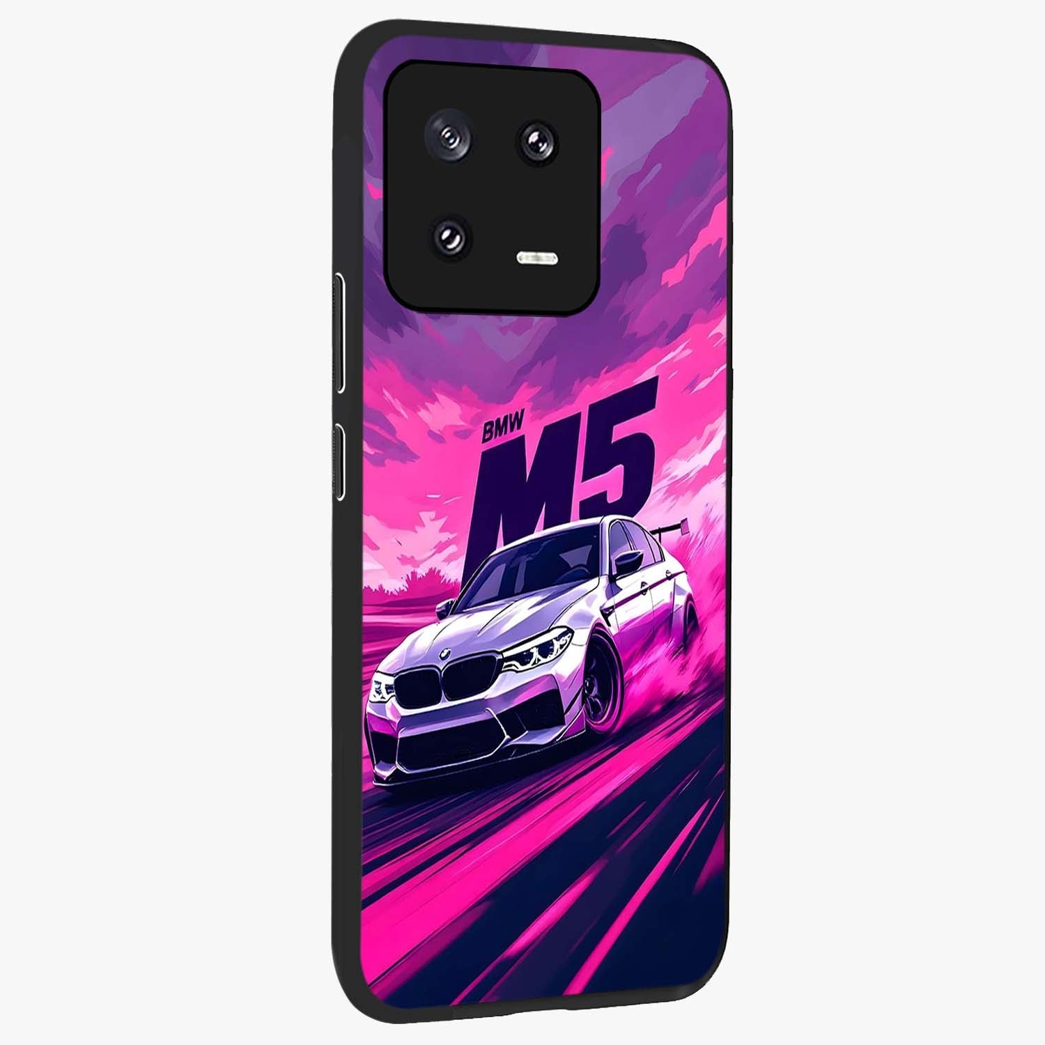 Velocity Drift Pulse Glass Case upright view showcasing powerful racing artwork with energetic motorsport theme.