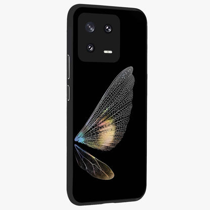Whispers Of Wings Glass Case upright view showcasing elegant wing artwork with light airy theme.