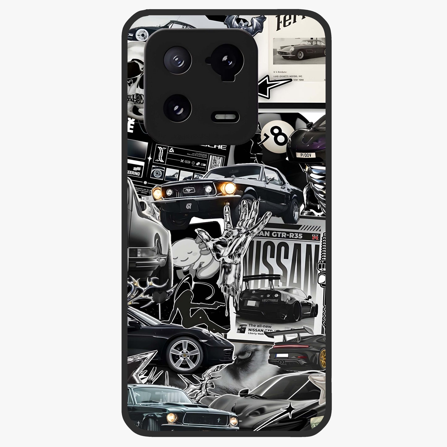 Aesthetic Dark Love Glass Case showing flat back view with dark romantic artwork and glossy glass finish.