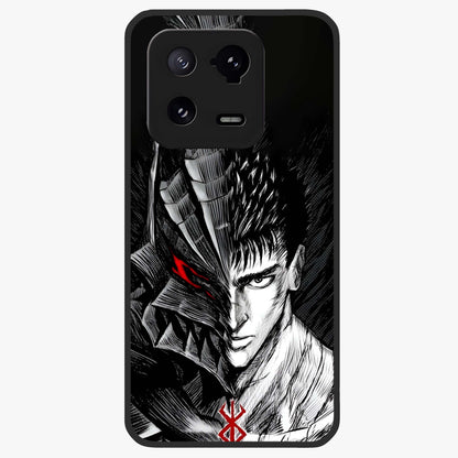 Berserker Blood Oath Glass Case showing flat back view with fierce warrior inspired artwork and glossy glass finish.