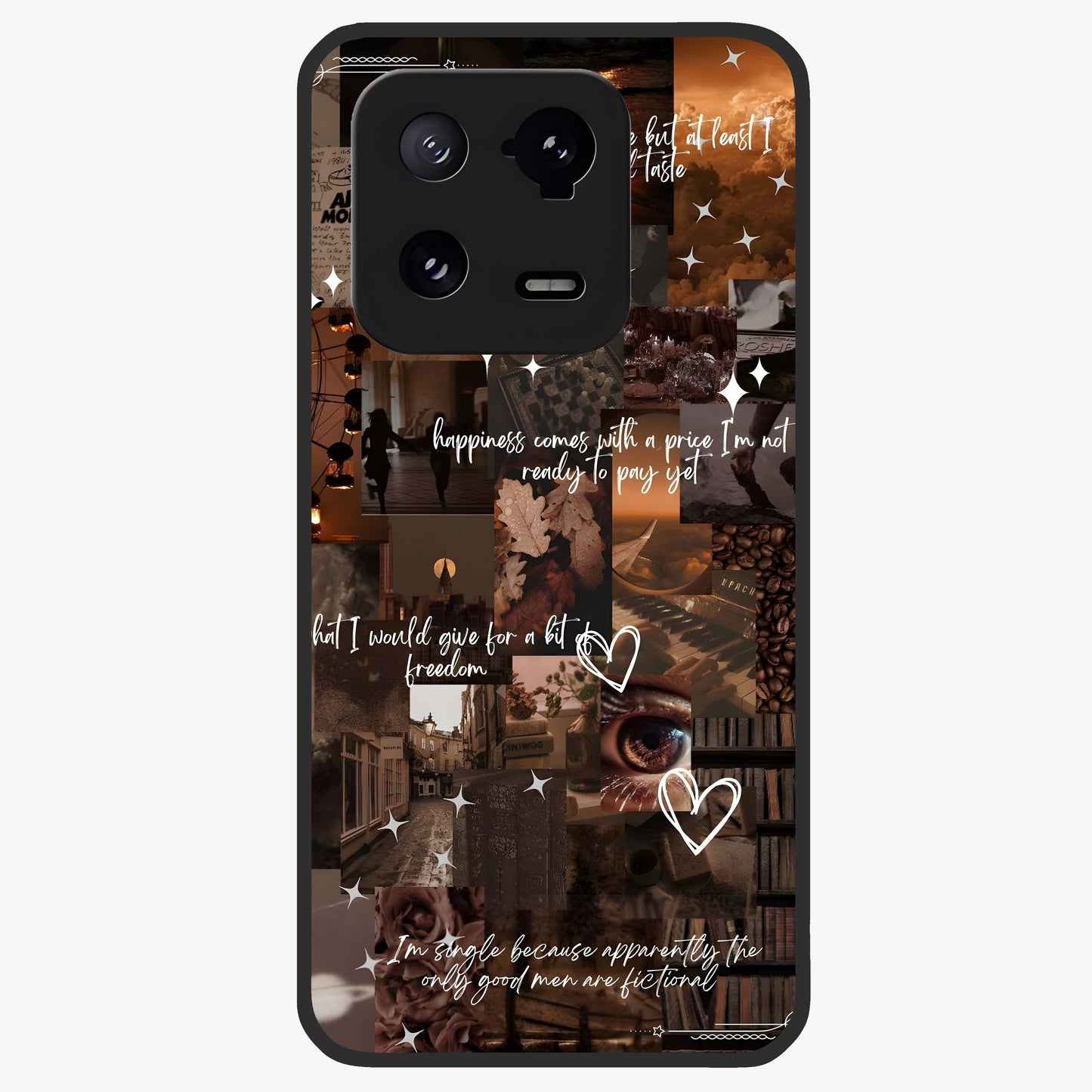 Bittersweet Aesthetic Chaos Glass Case showing flat back view with artistic chaotic aesthetic design and glossy glass finish.