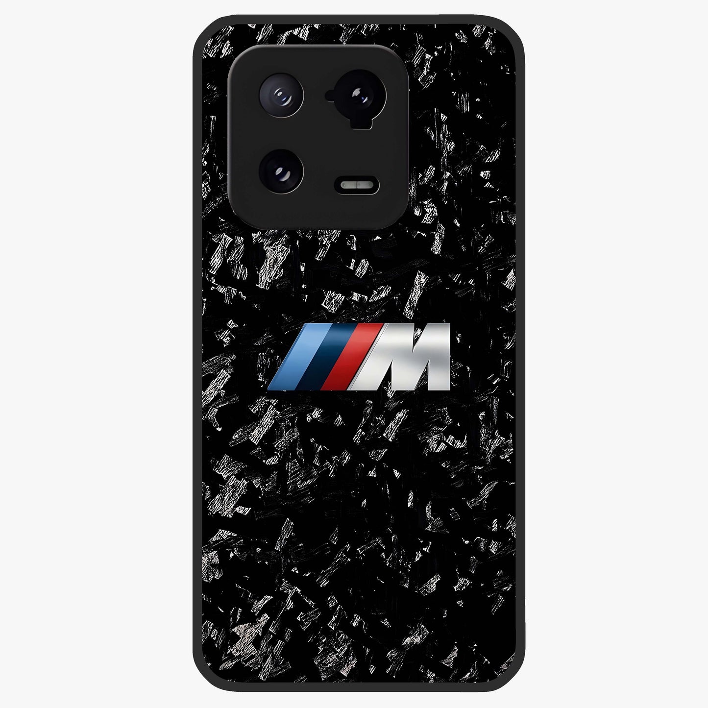 Carbon Speed Mark Glass Case showing flat back view with sporty carbon pattern artwork and glossy glass finish.