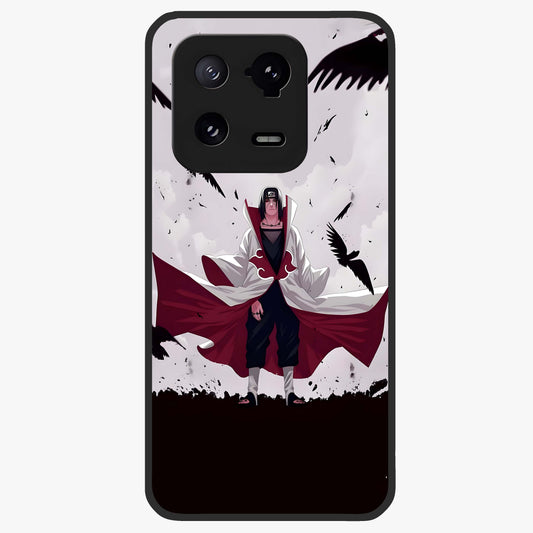 Crimson Crow Ascension Glass Case showing flat back view with mystical crow artwork and glossy glass finish.