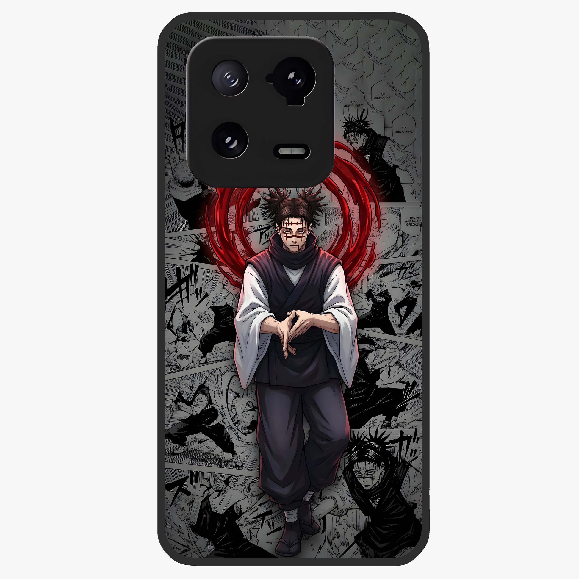 Cursed Ritual Ascension Glass Case showing flat back view with dark ritual themed artwork and glossy glass finish.