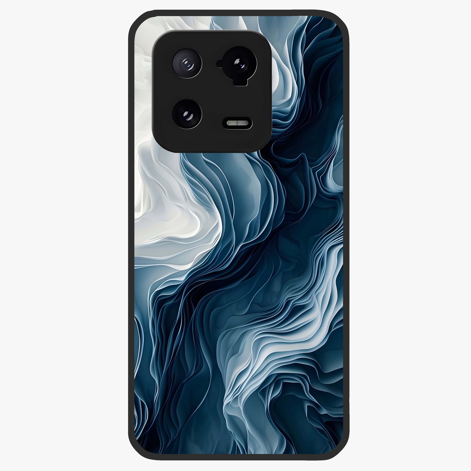 Ethereal Paper Marble Glass Case showing flat back view with soft marble paper texture artwork and glossy glass finish.