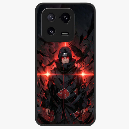 Focused Blade Discipline Glass Case showing flat back view with warrior sword themed artwork and glossy glass finish.