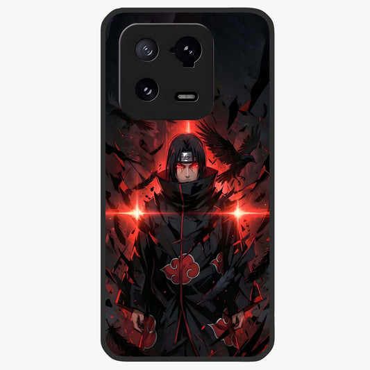 Focused Blade Discipline Glass Case showing flat back view with warrior sword themed artwork and glossy glass finish.
