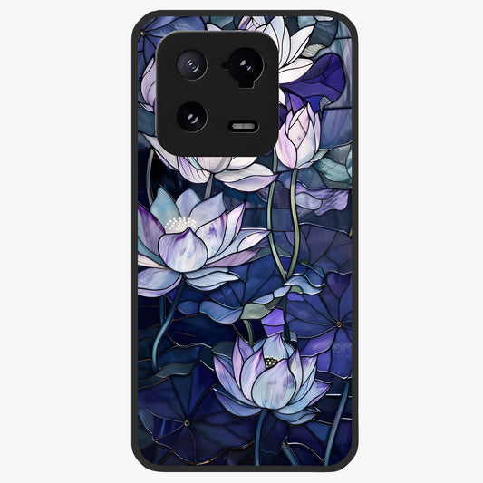Gloss Petal Rush Glass Case showing flat back view with glossy flower petal artwork and smooth glass finish.