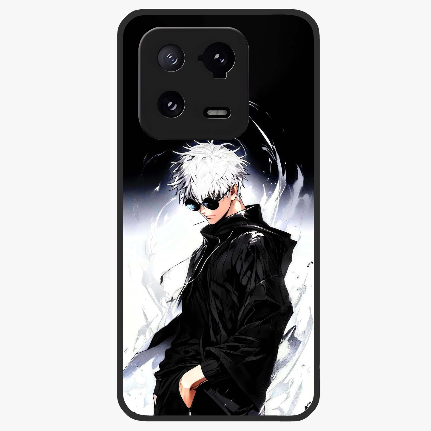 Limitless Shadow King Glass Case showing flat back view with powerful shadow warrior artwork and glossy glass finish.