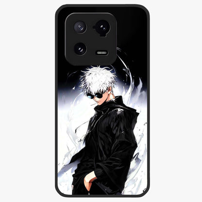 Limitless Shadow King Glass Case showing flat back view with powerful shadow warrior artwork and glossy glass finish.