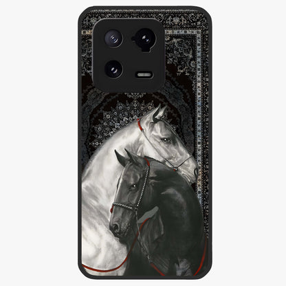 Majestic Ride Legacy Glass Case showing flat back view with powerful automotive inspired artwork and glossy glass finish.