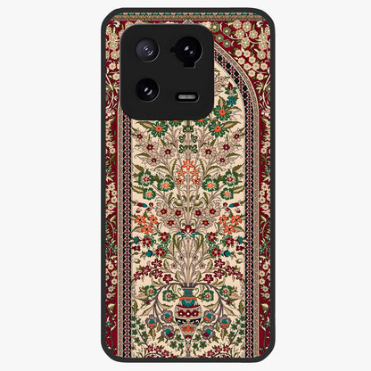 Persian Inspired Glass Case showing flat back view with ornate Persian style pattern artwork and glossy glass finish.