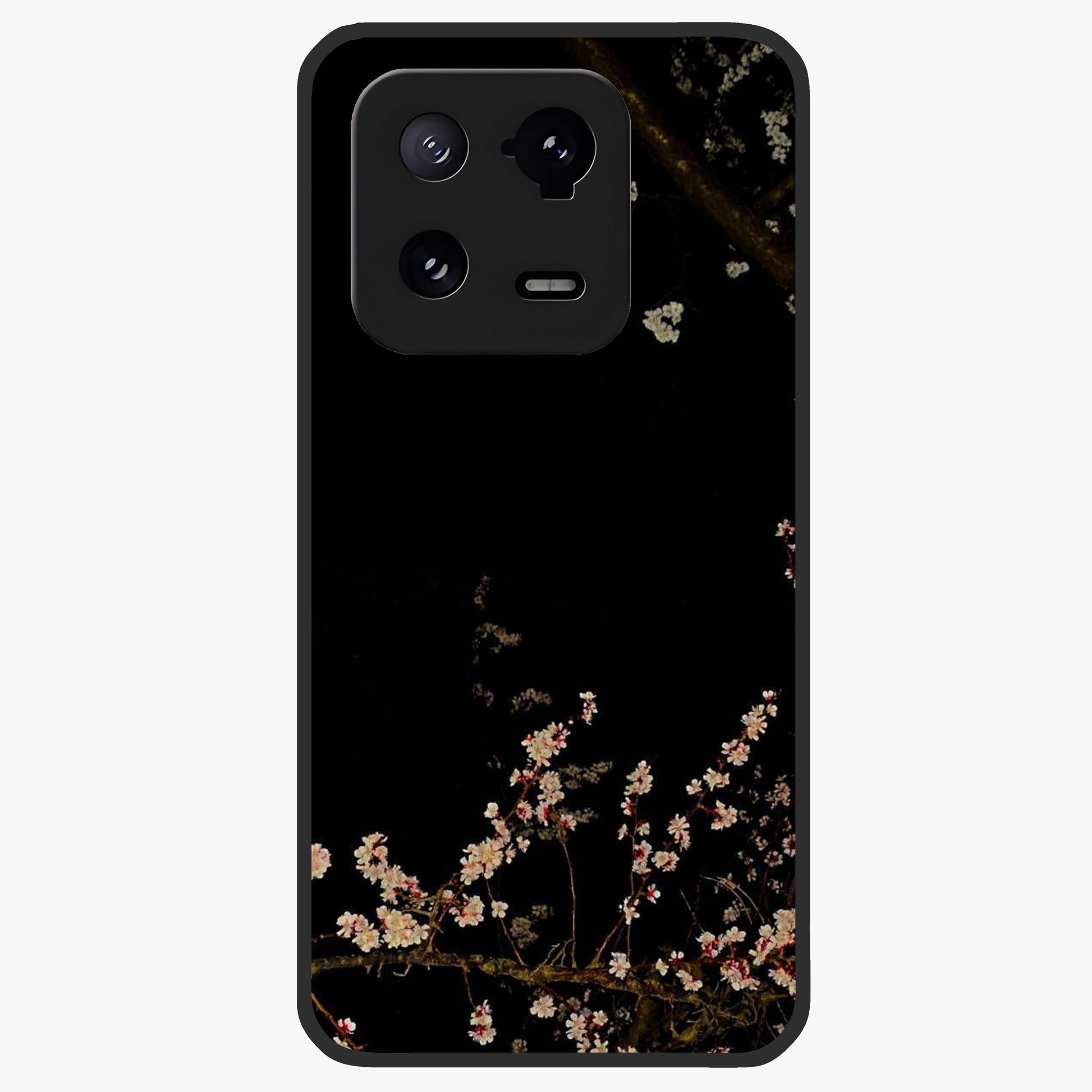 Petal Moon Light With Custom Name Glass Case showing flat back view with floral moonlight artwork and personalized name design.