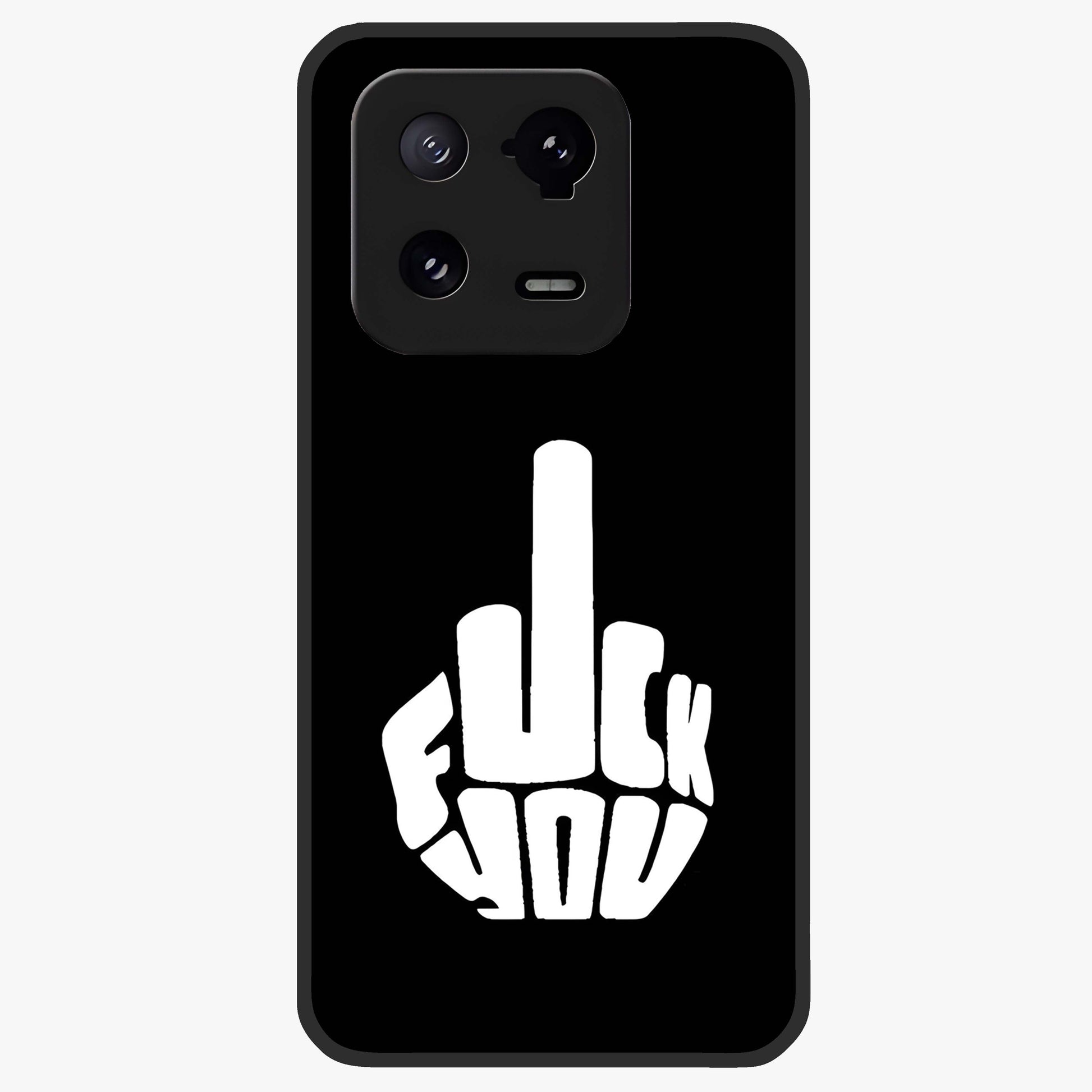 Rebel Mode On Glass Case showing flat back view with bold rebellious typography artwork and glossy glass finish.