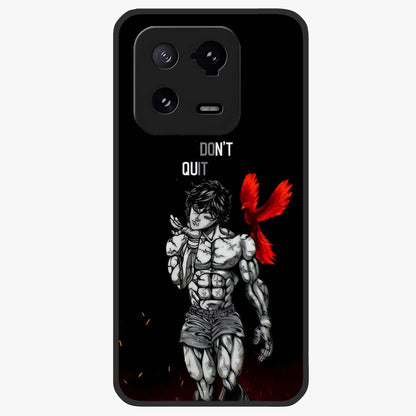 Rise Beyond Limits Glass Case showing flat back view with motivational typography artwork and glossy glass finish.