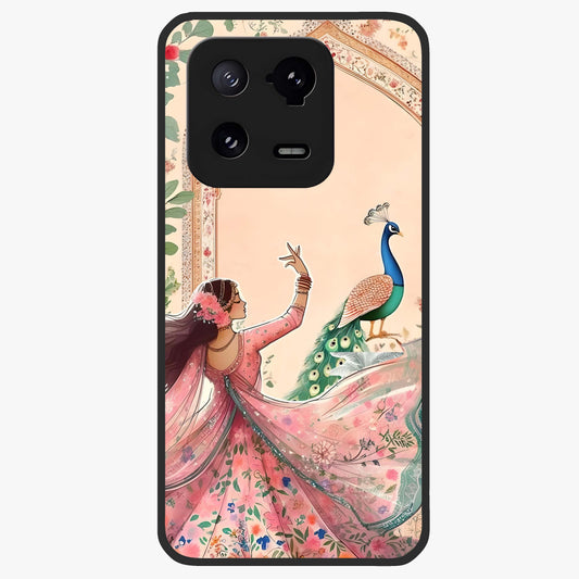 Royal Grace Muse Glass Case showing flat back view with elegant artistic artwork and glossy glass finish.