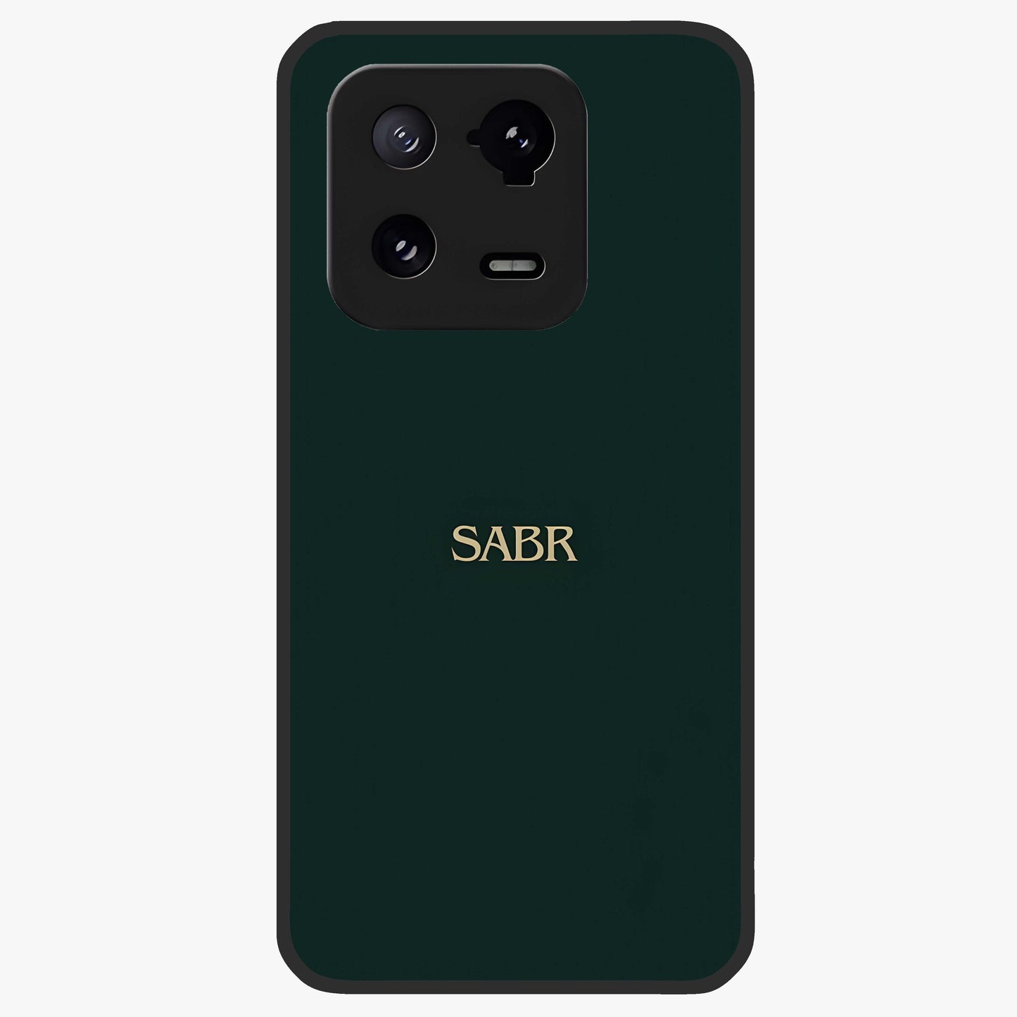 Sabr Minimal Patience Glass Case showing flat back view with minimalist typography artwork and glossy glass finish.
