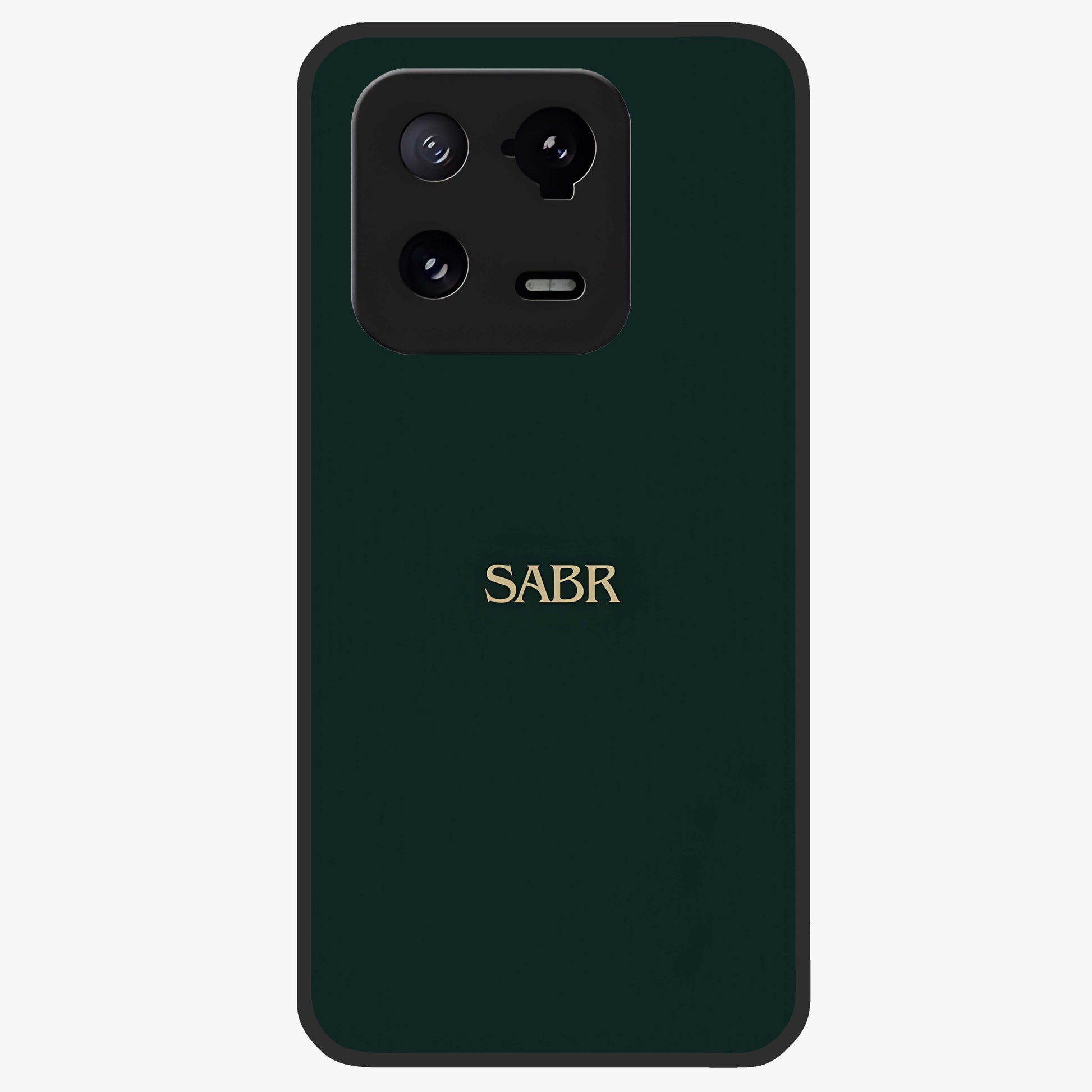 Sabr Minimal Patience Glass Case showing flat back view with minimalist typography artwork and glossy glass finish.