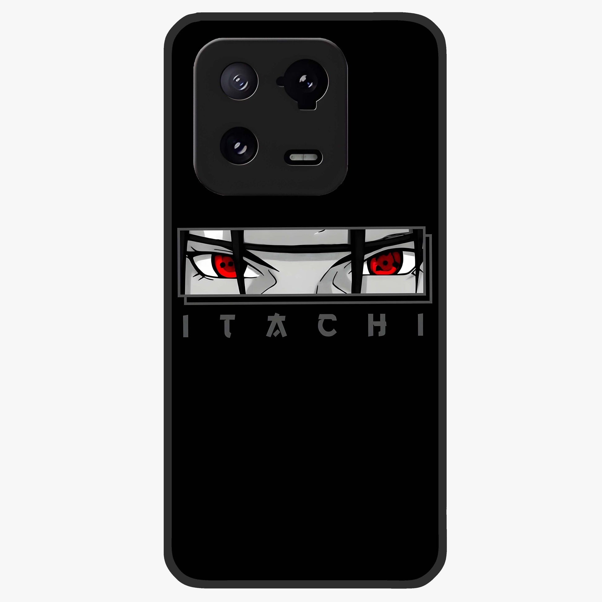 Scarlet Gaze Dominance Glass Case showing flat back view with striking red themed artwork and glossy glass finish.