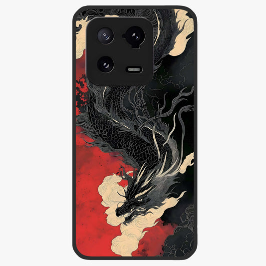 Shadow Dragon Fury Glass Case showing flat back view with fierce dragon artwork and glossy glass finish.