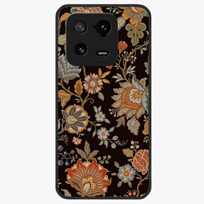 Vintage Floral Dream Glass Case showing flat back view with classic floral artwork and glossy glass finish.