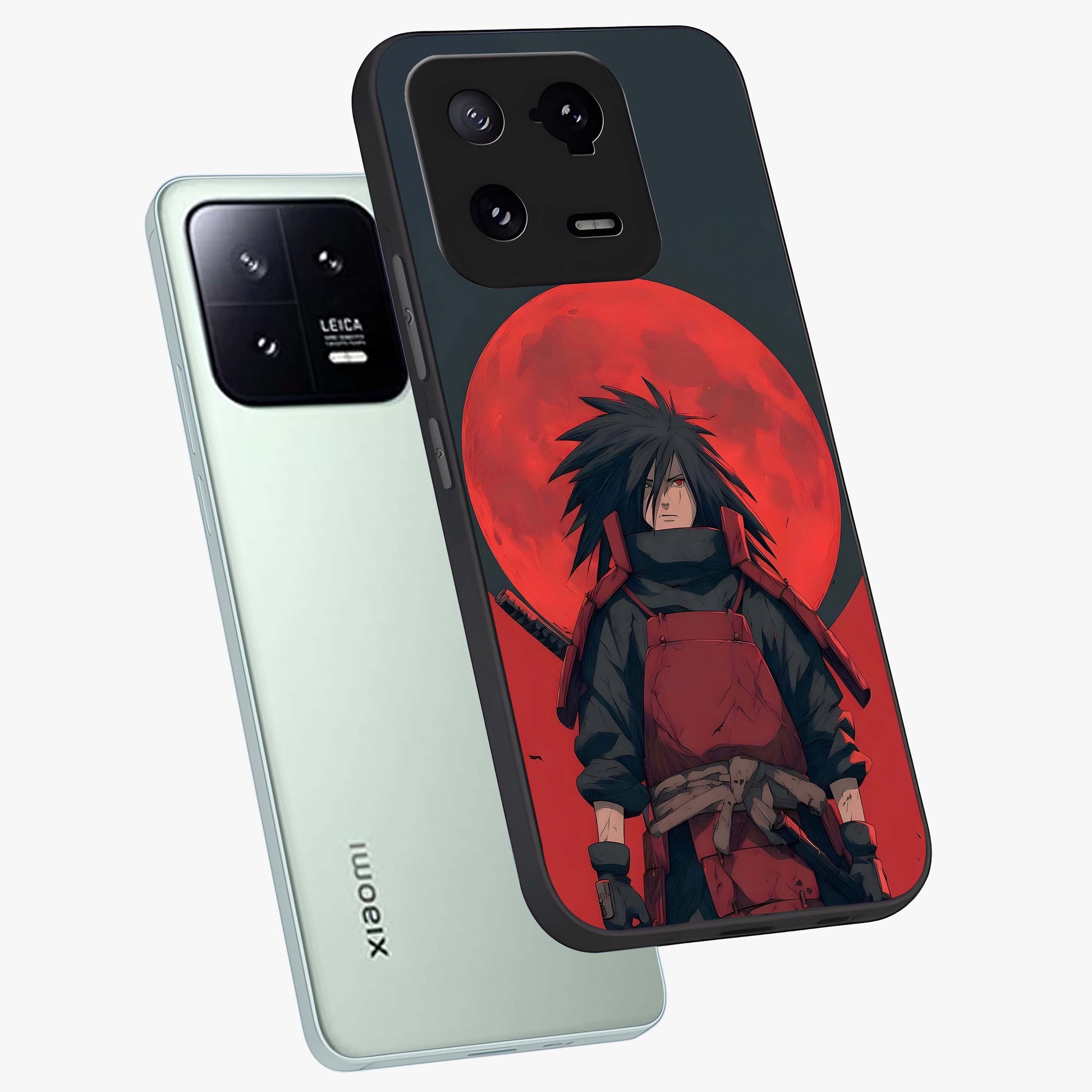 Crimson Moon Warlord Glass Case displayed in angled mockup highlighting dramatic crimson moon design with fantasy aesthetic.