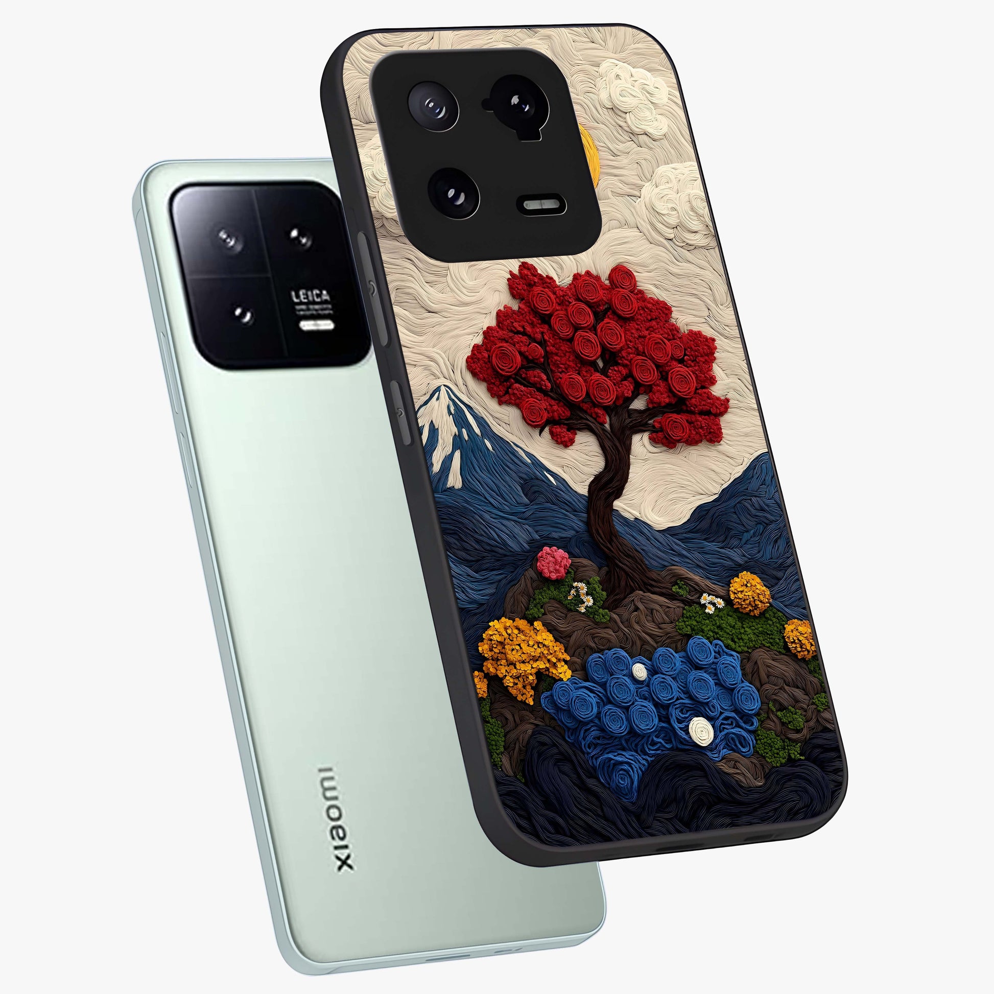 Eternal Nature Tapestry Glass Case displayed in angled mockup highlighting detailed botanical pattern with artistic aesthetic.