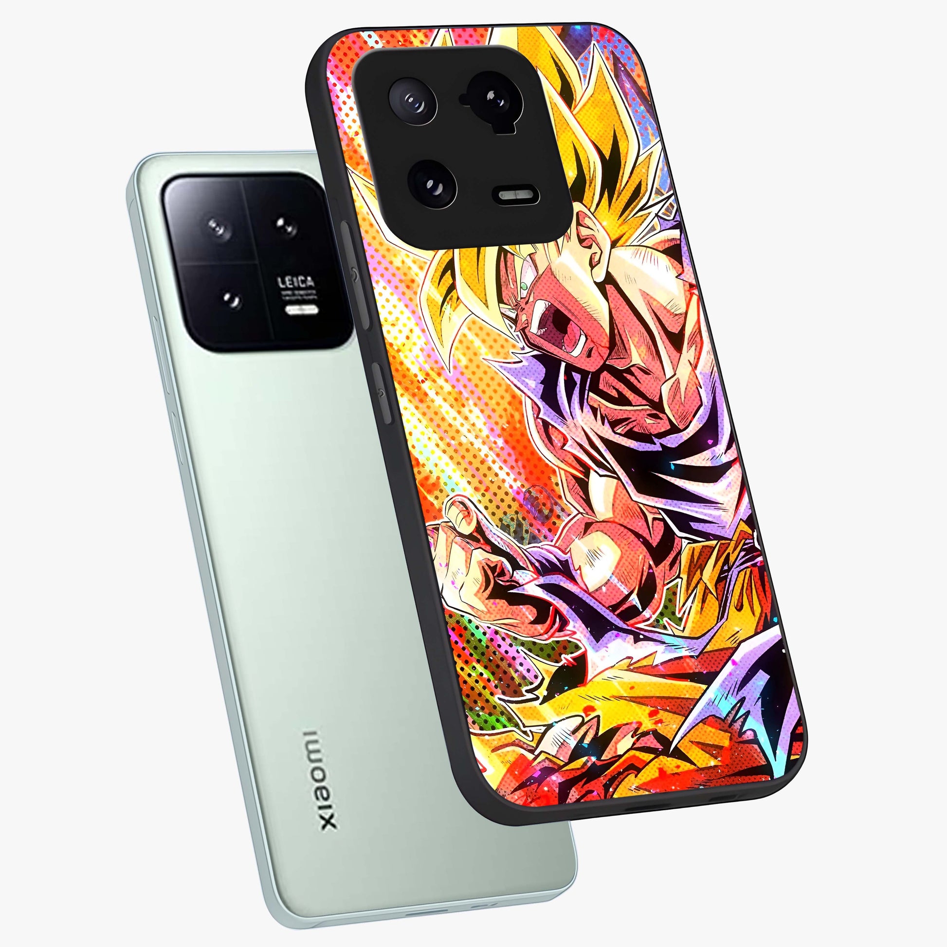 Firing Goku Glass Case displayed in angled mockup highlighting dynamic anime character design with action aesthetic.