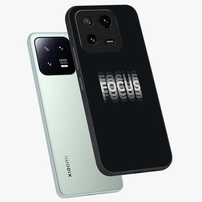 Focus Mode On Glass Case displayed in angled mockup highlighting clean minimal text artwork with modern aesthetic style.