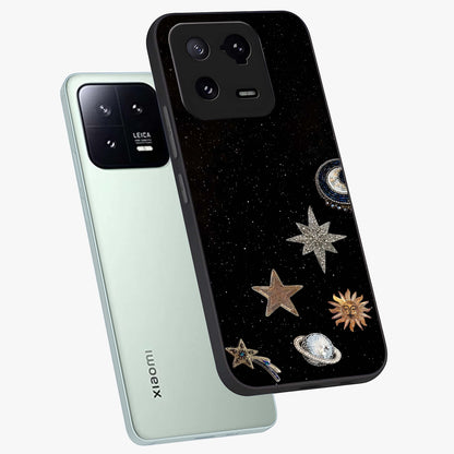 Galactic Charm Glow Glass Case displayed in angled mockup highlighting luminous galaxy inspired design with dreamy aesthetic.