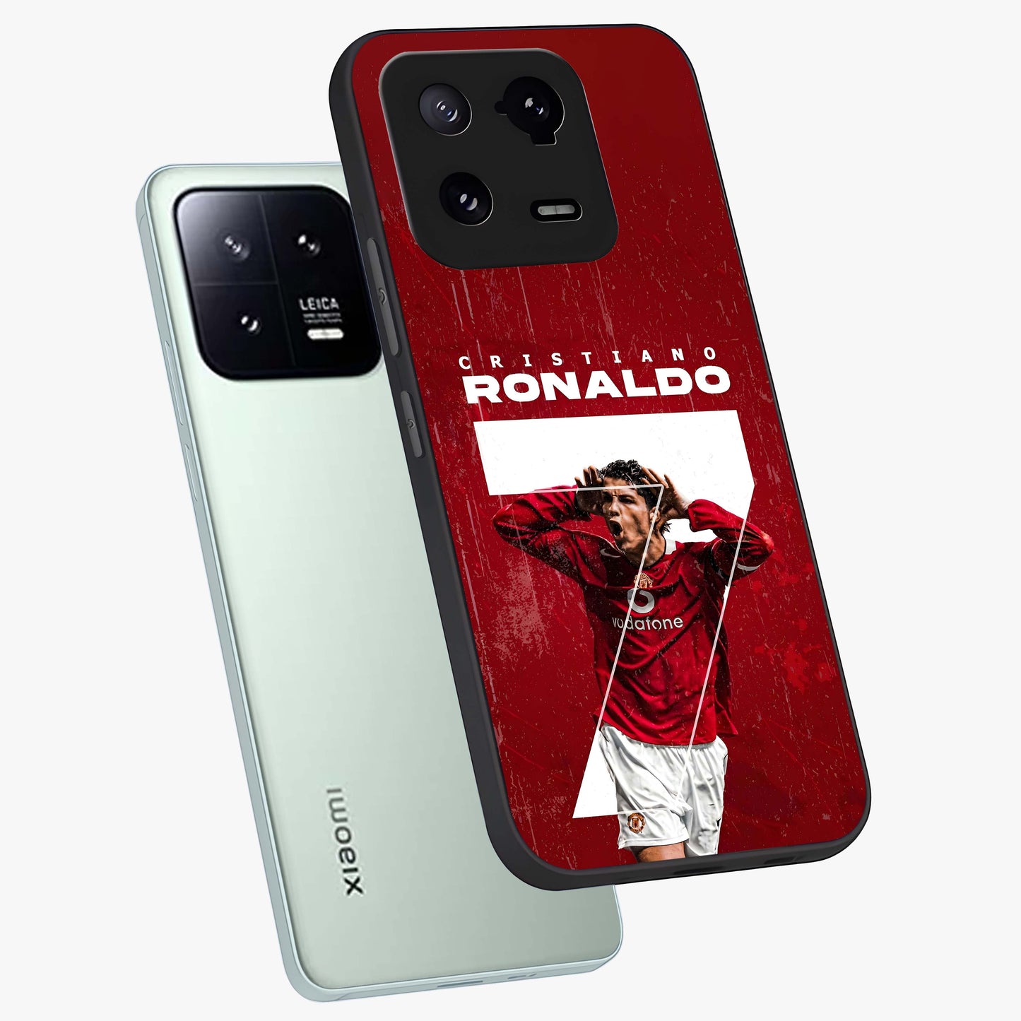 Goal Celebration Legacy Glass Case displayed in angled mockup highlighting energetic sports celebration design with bold athletic theme.