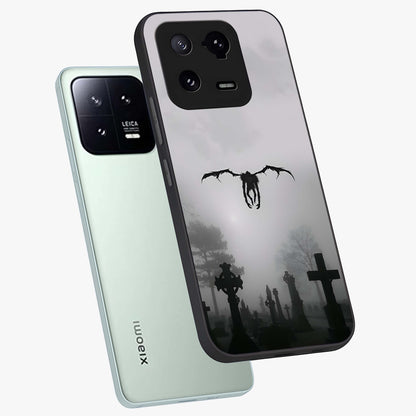 Graveyard Shadow Descent Glass Case displayed in angled mockup highlighting eerie shadow illustration with gothic aesthetic.