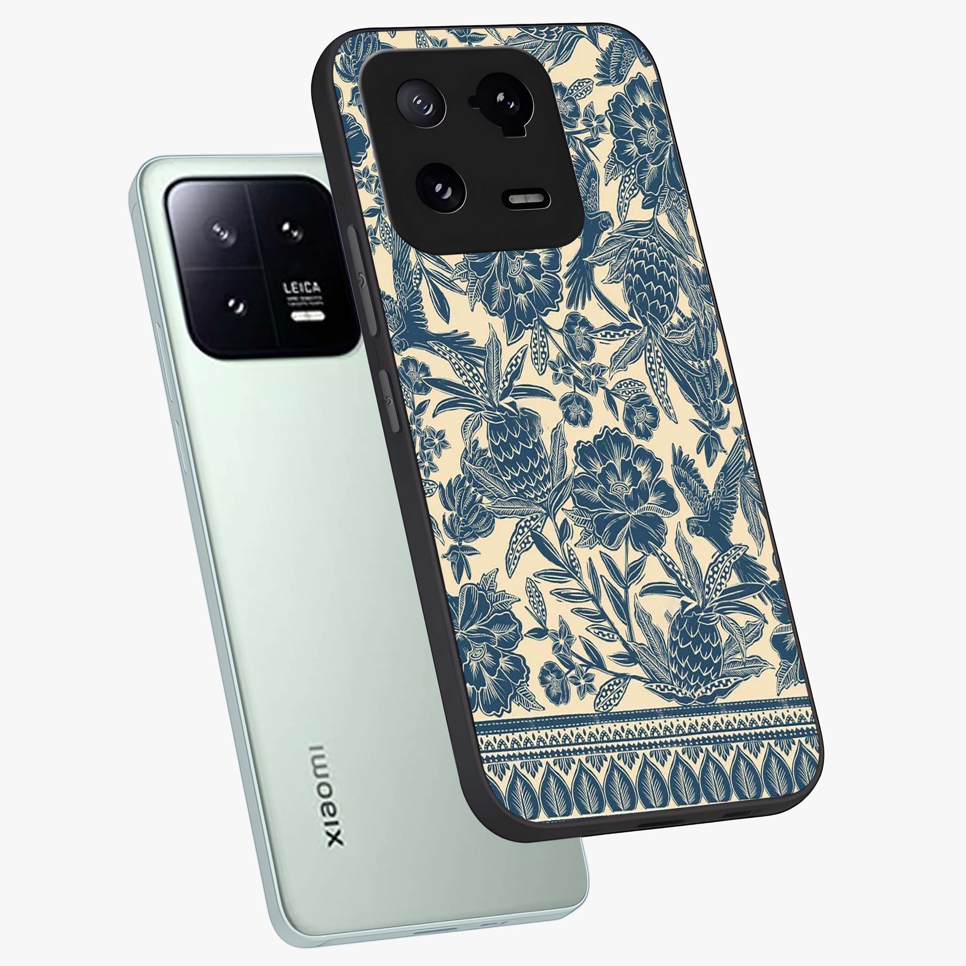 Heirloom Wild Bloom Glass Case displayed in angled mockup highlighting botanical bloom design with classic aesthetic style.