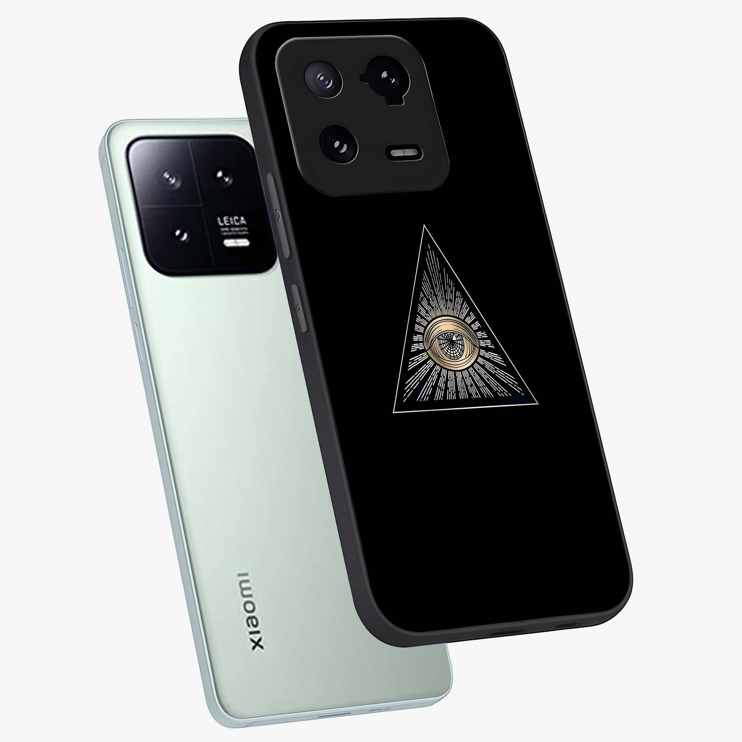 Illuminati Evil Glass Case displayed in angled mockup highlighting dark occult inspired design with bold aesthetic style.
