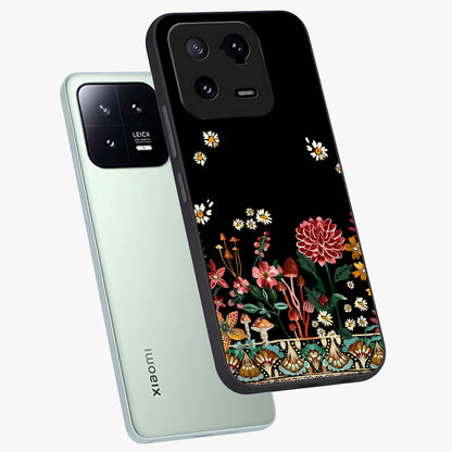 Midnight Bloom Pattern Glass Case displayed in angled mockup highlighting elegant flower design with midnight aesthetic style.