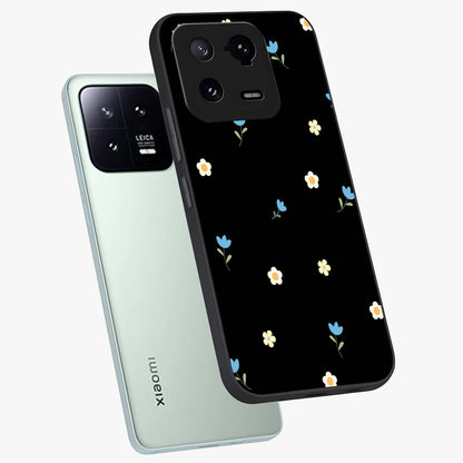 Minimal Petal Whispers Glass Case displayed in angled mockup highlighting delicate petal design with clean minimal aesthetic.
