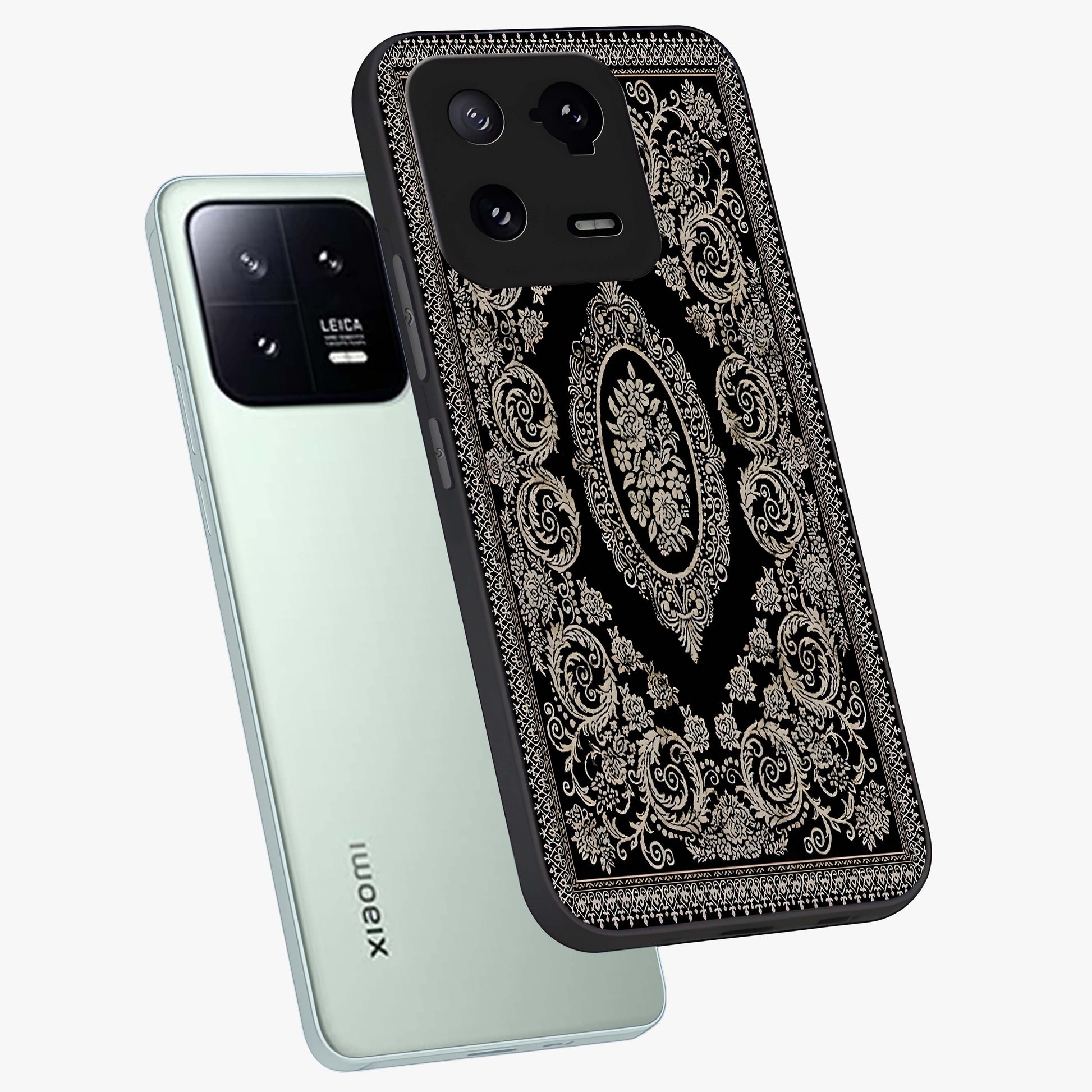 Noir Bloom Elegance Glass Case displayed in angled mockup highlighting refined flower design with stylish noir aesthetic.
