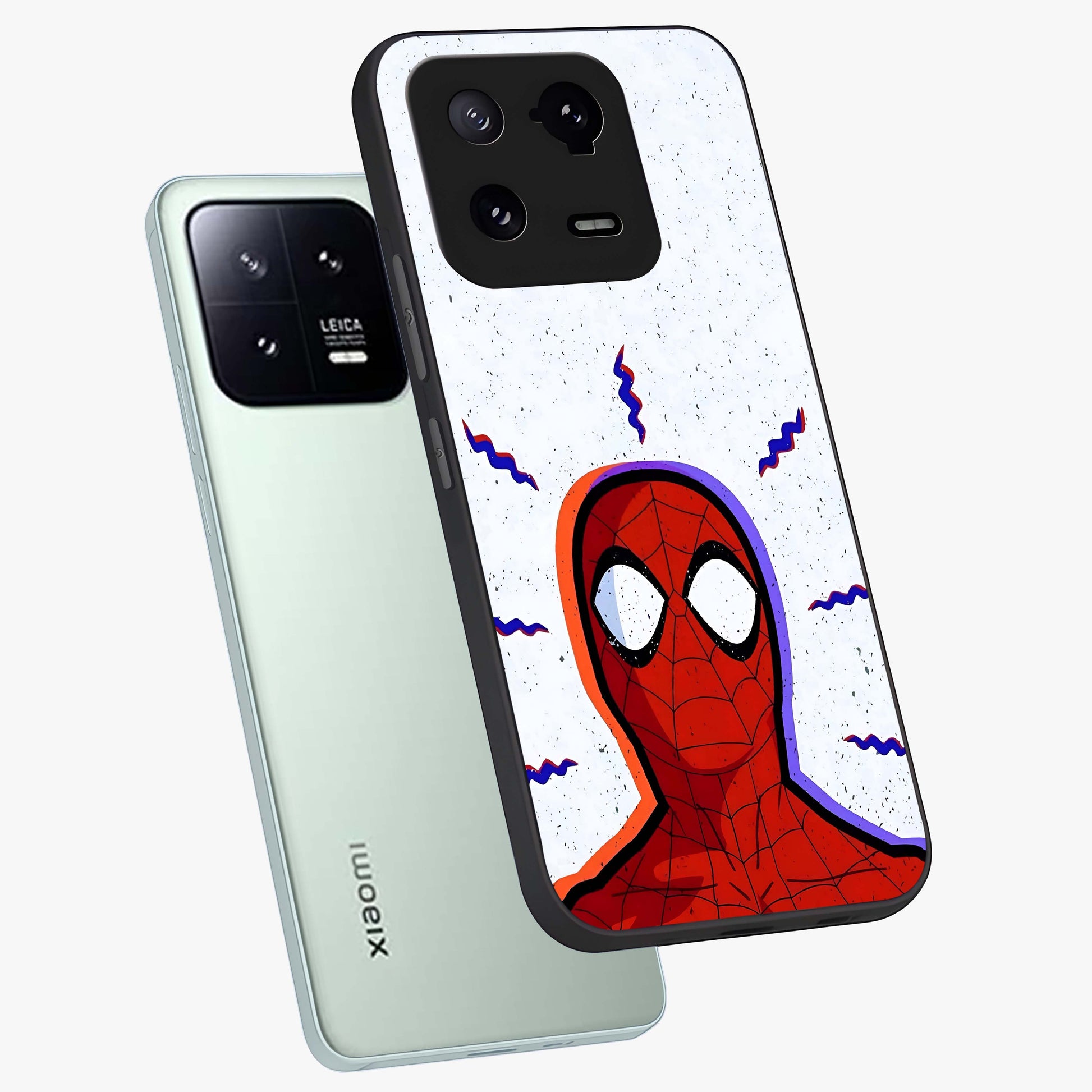 Omg Spiderman Glass Case displayed in angled mockup highlighting dynamic hero illustration with action comic aesthetic.