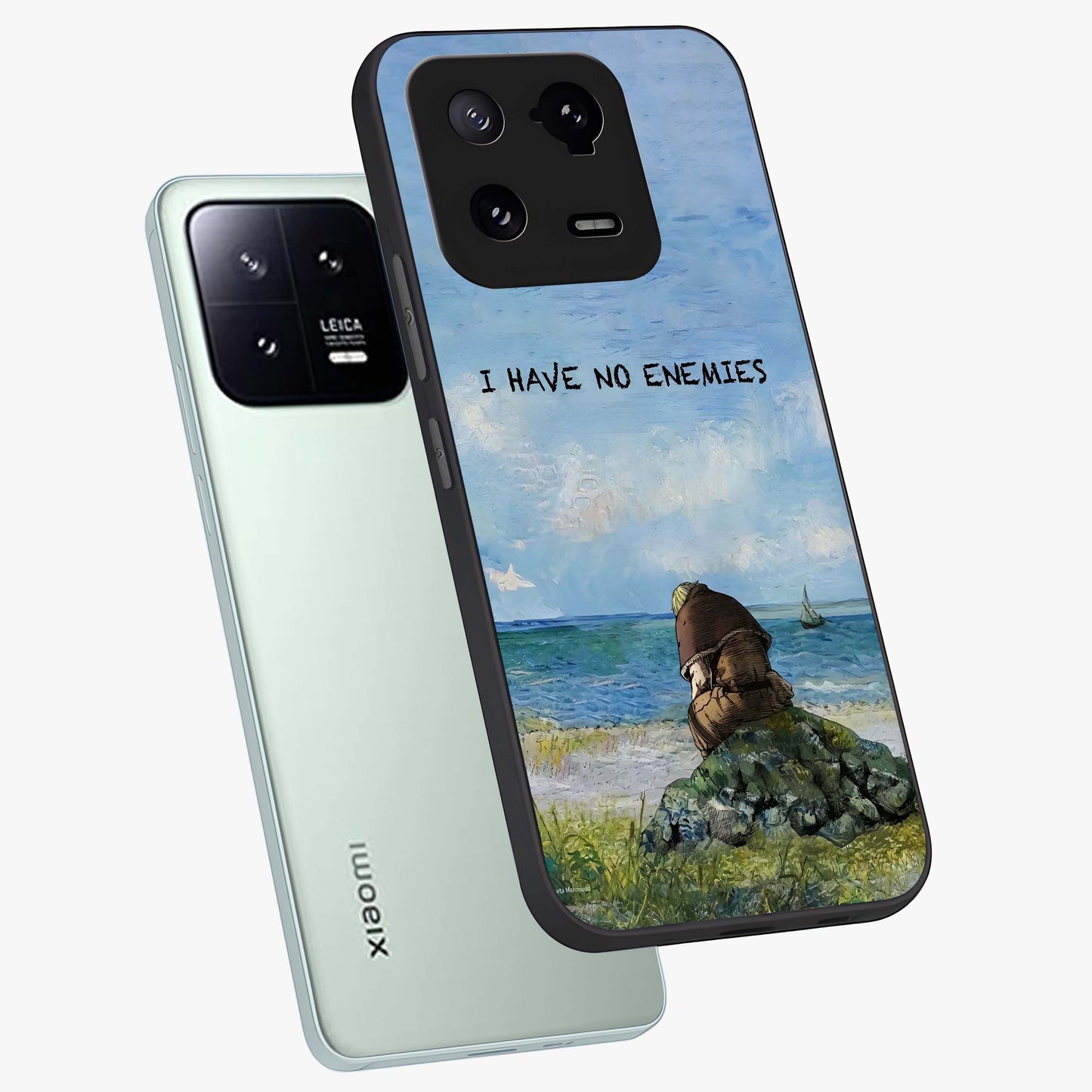 Peace Beyond War Glass Case displayed in angled mockup highlighting meaningful message design with artistic aesthetic style.