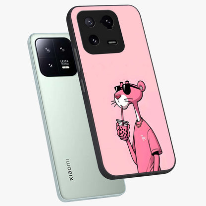 Pink Panther Glass Case displayed in angled mockup highlighting playful cartoon character design with vibrant pink aesthetic.