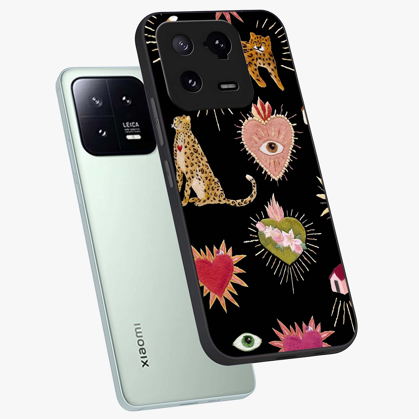 Sacred Jungle Heart Glass Case displayed in angled mockup highlighting lush tropical design with natural aesthetic style.