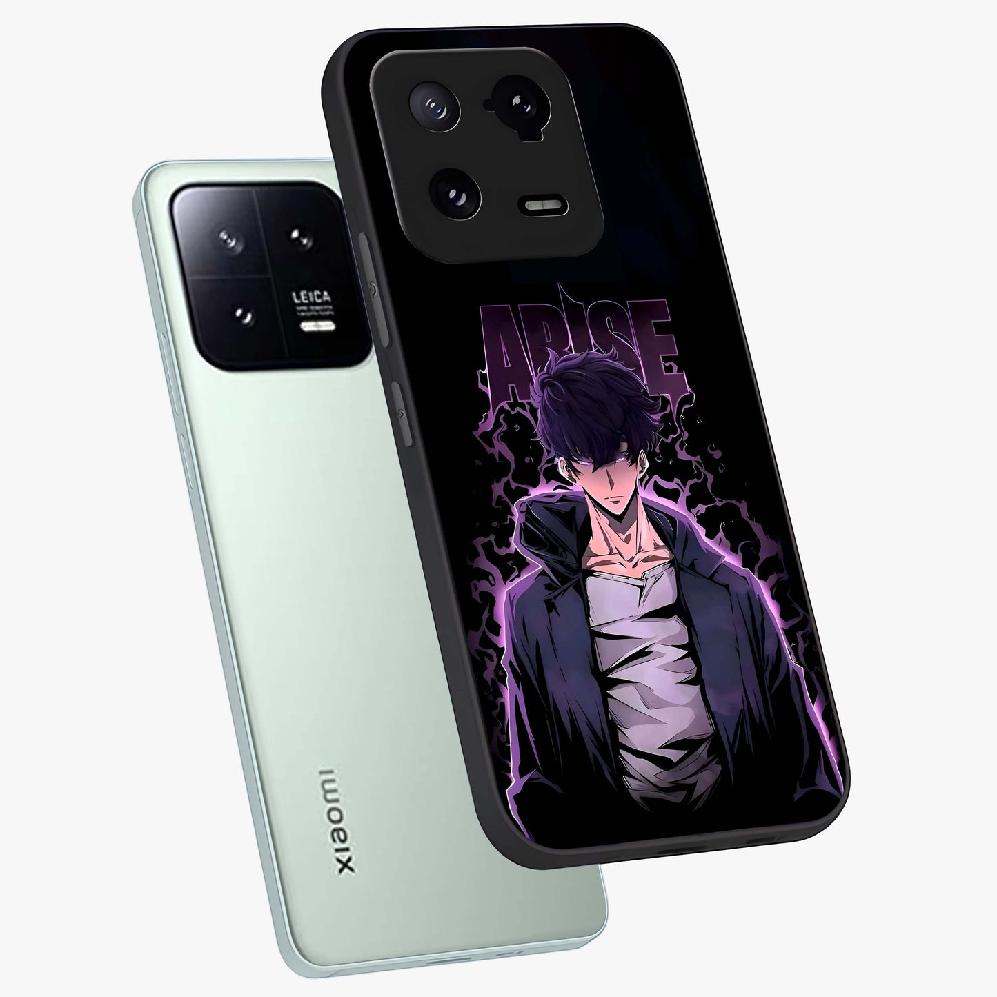 Shadow Monarch Awakening Glass Case displayed in angled mockup highlighting dramatic shadow warrior design with fantasy aesthetic.