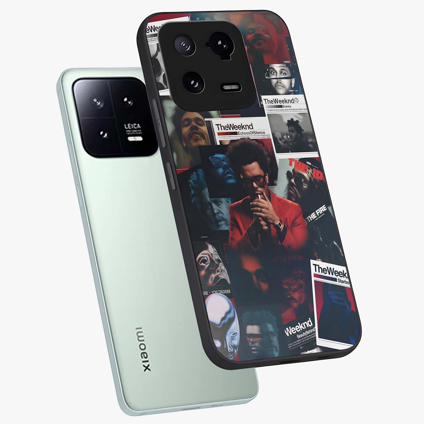 The Weeknd Glass Case displayed in angled mockup highlighting stylish pop culture inspired design with modern aesthetic.