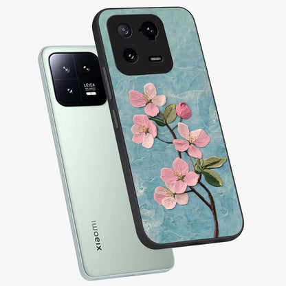 Threaded Blossom Breeze Glass Case displayed in angled mockup highlighting elegant floral design with soft aesthetic style.