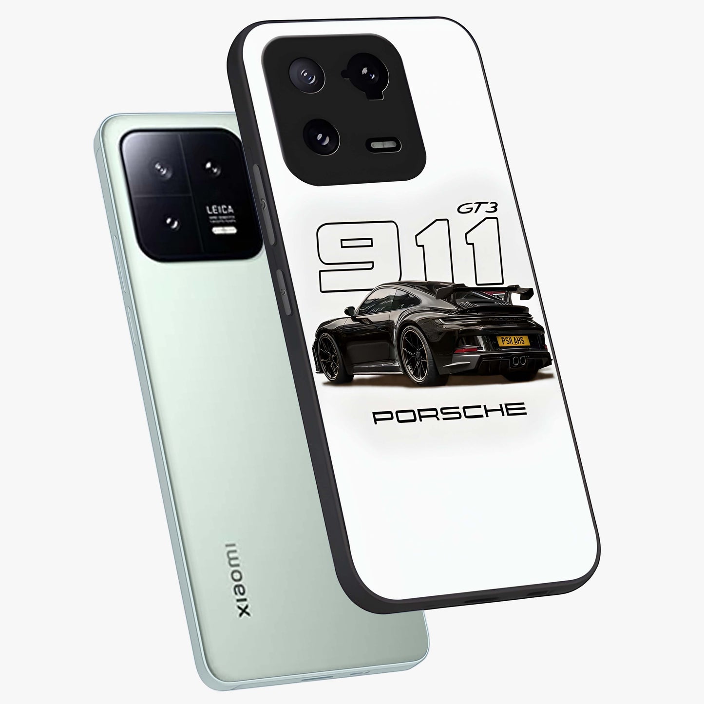Turbo Legacy Icon Glass Case displayed in angled mockup highlighting dynamic automotive design with performance aesthetic.