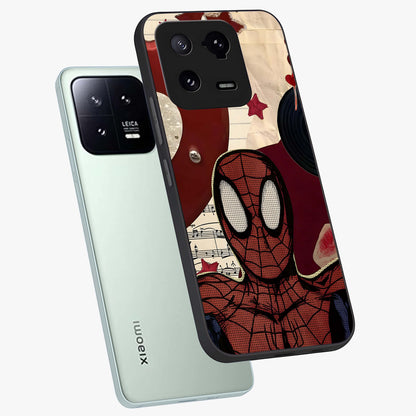 Web Warrior Vibes Glass Case displayed in angled mockup highlighting dynamic web design with comic style aesthetic.