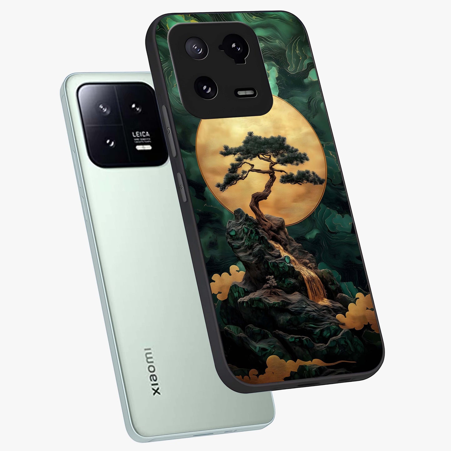 Zen Moon Rise Glass Case displayed in angled mockup highlighting peaceful lunar design with zen aesthetic style.