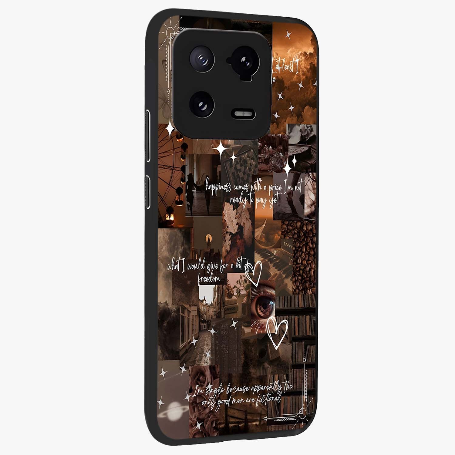Bittersweet Aesthetic Chaos Glass Case upright view showcasing bold artistic chaos design with modern aesthetic style.